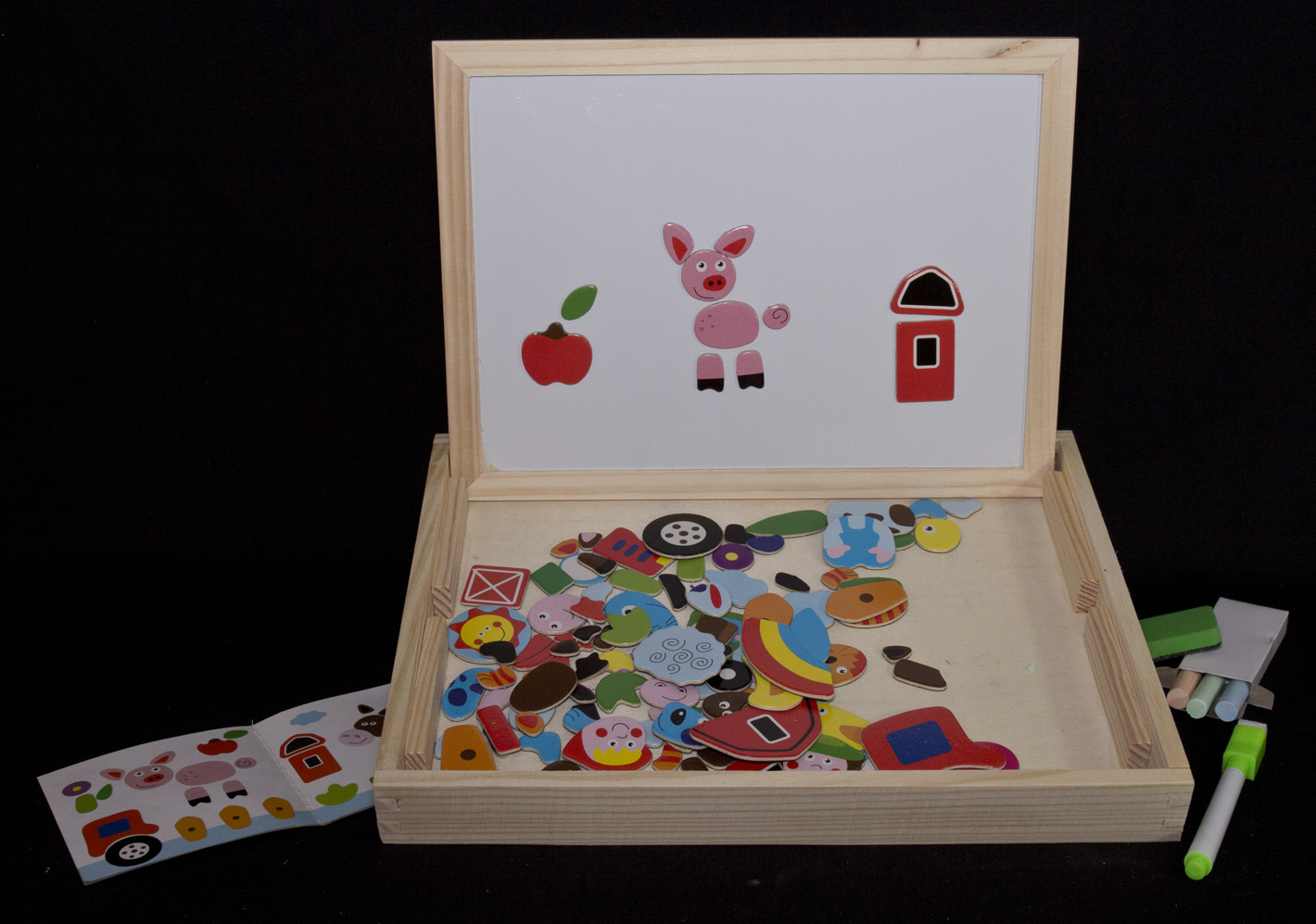 Wooden Box with Magnetic Puzzle _ Pieces Drawing Board_72